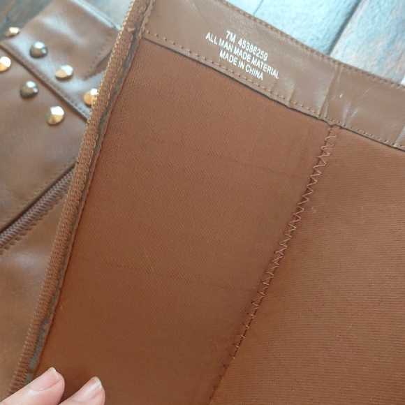 Cato Women's Tan Studded Heeled Boots - Picture 11 of 16